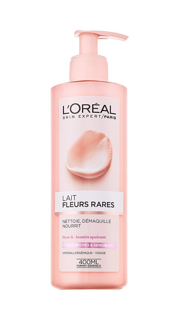 L'Oréal Skin Expert - Lait démaquillant fleurs rares rose et jasmin apaisants peaux sèches et sensibles - 400ml