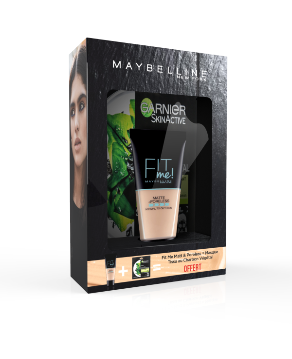 Pack maybelline - Fit me 120 CLASSIC IVORY + TISSU MASK CHARBON