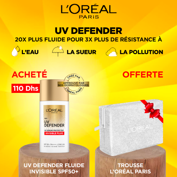 L'Oréal Paris UV Defender Invisible Fluid - Photoprotection Quotidienne Texture Fluide & Transparente SPF 50+ 50ml = TROUSSE OFFERTE